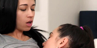 A pair of young girls with natural bodies are enjoying sapphic pleasures