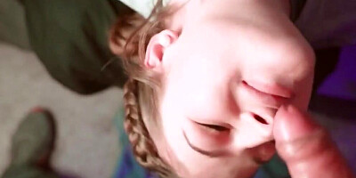 Fucking the mouth of step daughter while she talks to mother on her cell phone. phone