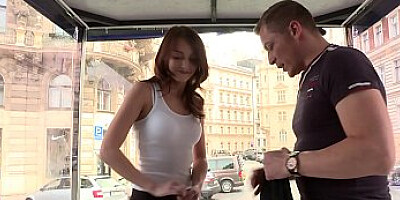 Kate Ross getting a taste of big cock in public