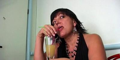 Milf gets fucked by a muscular young man in the bathroom of a bar