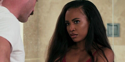 Ebony angel is in love with her white neighbor and wants to bang him