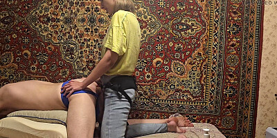 Anastasia Mistress very hard strapon her man slave homemade Sasha Earth and destroyed his ass