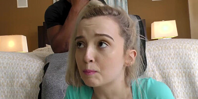 Petite blonde slut gets both of her holes drilled by big black schlongs