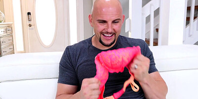 Dude Caughty Jacking off to His Girlfriend's Busty Friend's Bra by the Busty Friend!