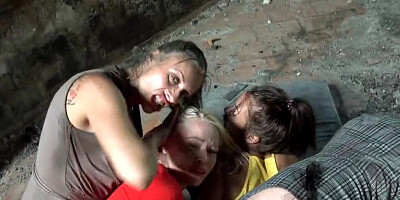 These slutty ladies are having a sex orgy at this abandoned building