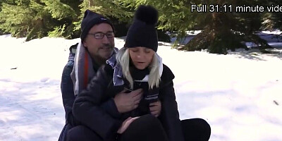 DADDY4K. Sled and Fireplace Adventure