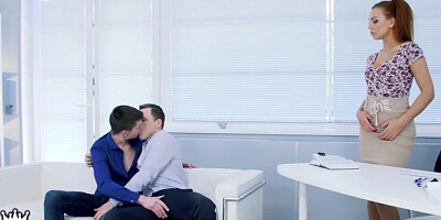 BiEmpire Ornella Morgan wants to Join in Hot Office Guys Fucking!