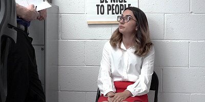 Nerdy woman was caught stealing, so now she'll be banged by a cop