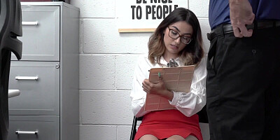 Nerdy woman was caught stealing, so now she'll be banged by a cop