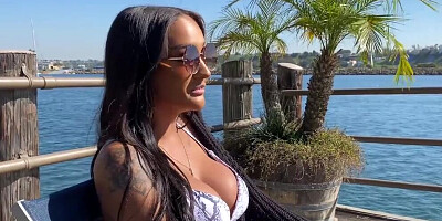 Busty ebony chick Zoey Sinn receives a hard fat shaft