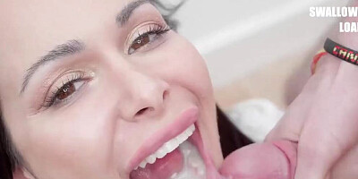 Jessy Jey swallows a lot of semen while sucking hard cocks