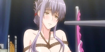 Bondage hentai gets vibrator at her bigboobs and pussy