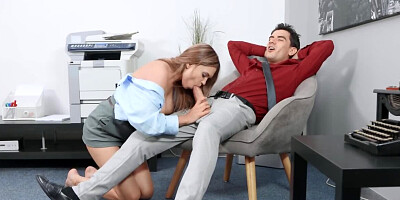 Lucky clerk fucks his curvy colleague during office party