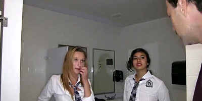 Super cute teens in a Sex education room