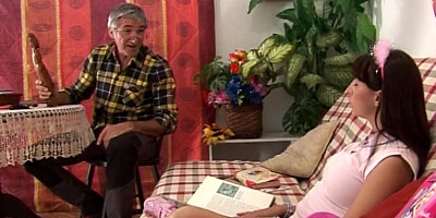 An attractive young girl gets fucked by a lively old man
