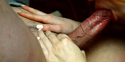 Close-up on an amateur wife while she's sucking off a veiny cock