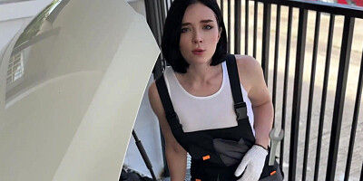 Beauty Auto-Mechanic Deepthroat, Rough Fucks and Gets Facial POV