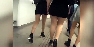Creepy dude is following and filming hot MILFs on the street