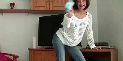 Granny loves masturbating outside the bedroom