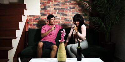 Round ass Latina is playing with stranger's prick inside the club