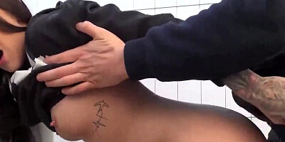 Amateur chick Lullu Gun rides a hard cock on the street