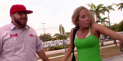 Ashley Jensen Lets A Random Shoot His Load In Her Mouth