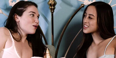 Horny Babe Lily Lou Fingers Hard Her Asian Bestie Alexia Anders During Movie Night