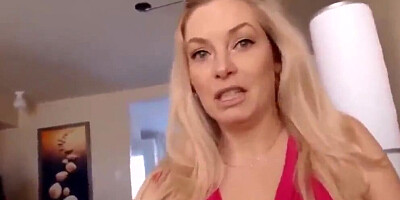 Blonde MILF teases her stepson and sucks his big hard dick