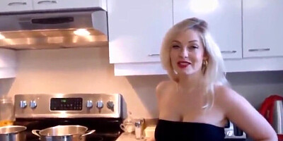 Blonde MILF teases her stepson and sucks his big hard dick