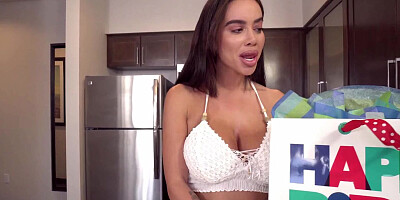 My MILF Stepmom Uses Her Busty Body As a Gift to Celebrate My Birthday - Victoria June