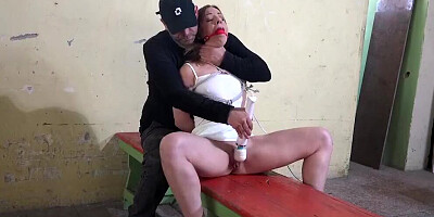 Tied up Lilit Sweet is being drilled with a fucking machine