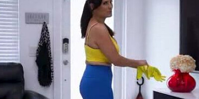 Busty MILF should be cleaning the house, but her horny stepson just won't leave her alone