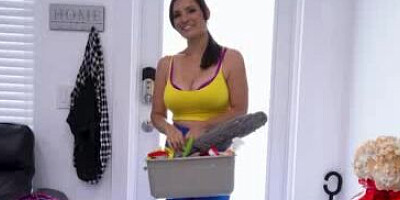 Busty MILF should be cleaning the house, but her horny stepson just won't leave her alone