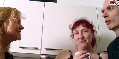 German Mature Couple Threesome in Kitchen