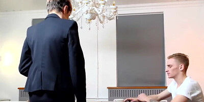 TUTOR4K. Lesson with new literature tutor ends for smart fellow with sex