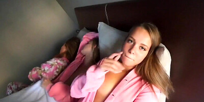 Tiny Teens Liza Rowe, Emma Hix & Shyla Ryder Get Their Pussies Fucked During Pajamas Party - BFFS