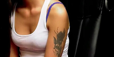 A slim German babe pleasing her shaved muff with a long dong