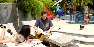 Mother daughter combo for a hard cock lucky dude