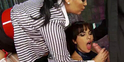 Two busty MILFs are fingering while sharing cock in kinky 3some