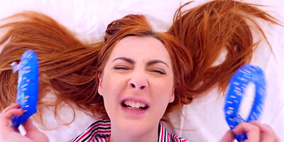 TINY4K Tiny Teen Red Head Squeezes HUGE Dick into Wet Pussy