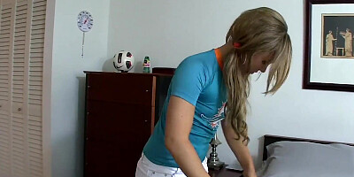 Teen with pigtails is sucking and fucking that horny lad
