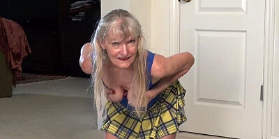 Dirty grandma gets naked and plays with her cunt for the camera