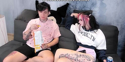 Watching a movie with my step-sister 4k - pinkloving