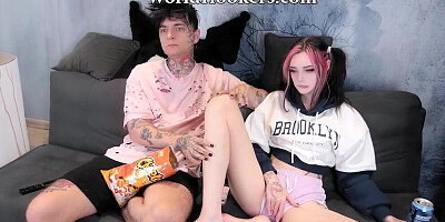 Watching a movie with my step-sister 4k - pinkloving