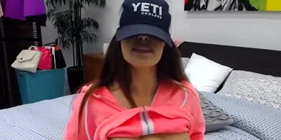 College teen lesbian with three tits gives pussy a massage until she squirts