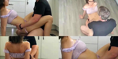 Chick masturbates while watching her sister being fucked by stepdad
