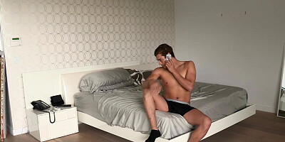 Dude is watching his gorgeous MILF while she masturbates in the bathroom