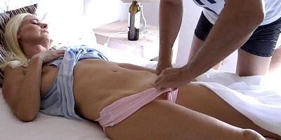 Horny lad fingers his stepmom and fucks her in the bedroom