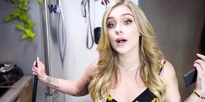 POV curvy blonde mommy loves playing with her stepson's fat johnson