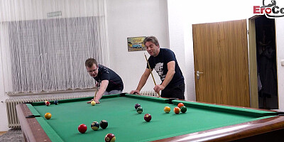 German curvy natural tits girl short hair try first threesome MMF